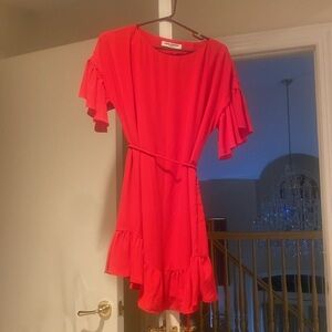 Jewel ruffled red dress